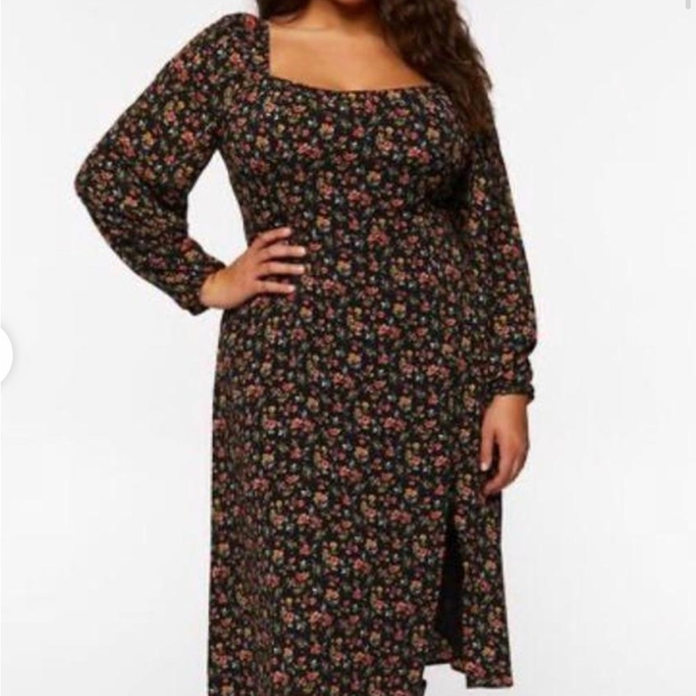 Forever 21 Orange and Red Long Sleeve Sundress